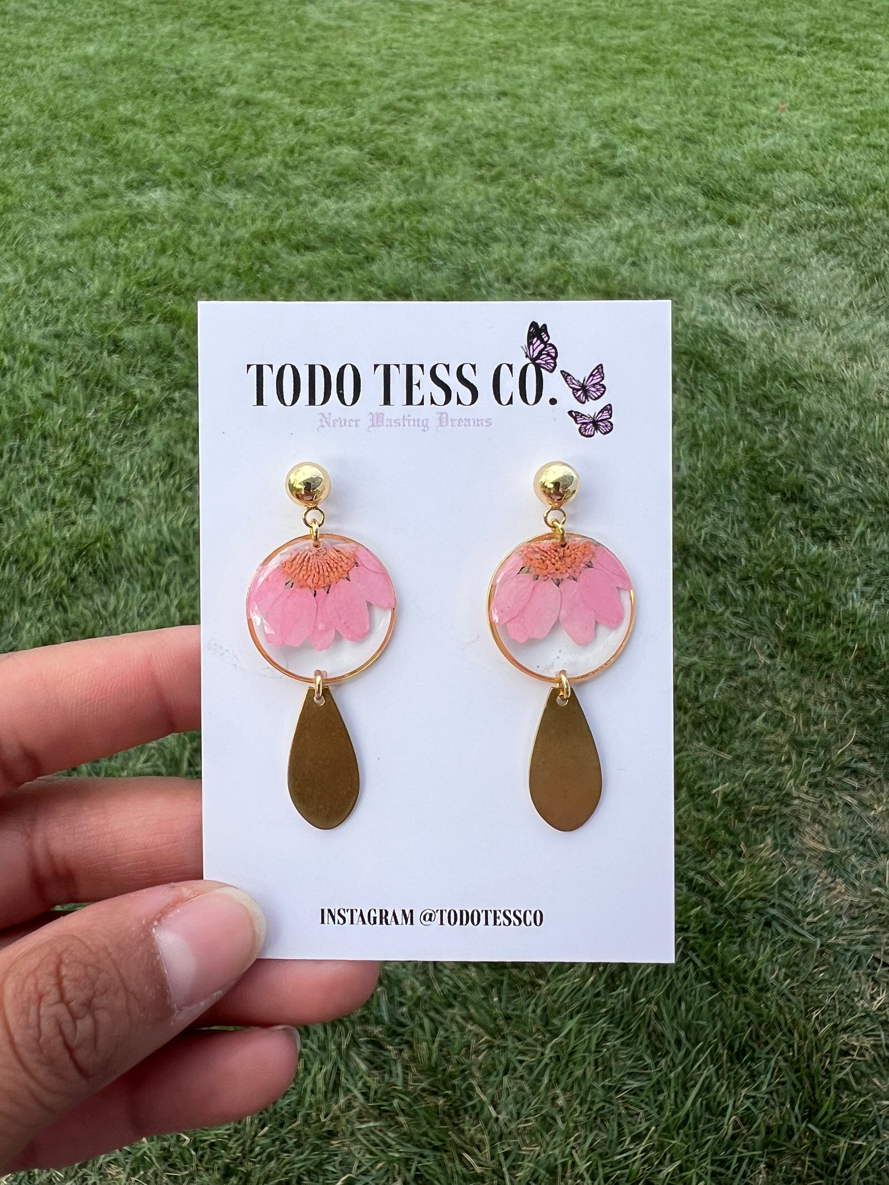Pink Petal Drop Earrings