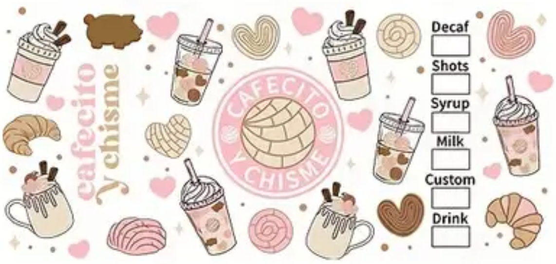 Cafecito y Chisme (Light Pink) | Beer Glass Tumbler